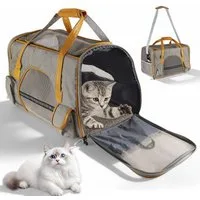 BlingBin Tiertransporttasche Transportbox Faltbare Transporttasche mit Schultergurt für Katze bis 8 kg, Atmungsaktiv Katzentasche für Mitte Kleine Hunde Katzen