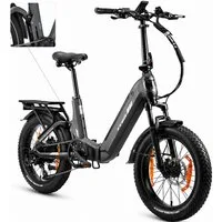 TTGO E-Bike Klapprad 20 Zoll, Fully, Vollfederung, 70Nm, 3,0'' Fatbike, Lockout-Federgabel, 7 Gang SHIMANO, Kettenschaltung, Heckmotor, 720 Wh, (Softtail, hydr. Scheibenbremse, mit Bremslicht), 120km, Drehmomentsensor, max.150kg, Elektrofahrrad für D