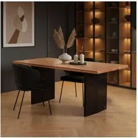 HOME DELUXE Esstisch Eiche geölt - DOMELA, 180 x 90 cm, Tischplatte aus geölter Echtholz Eiche