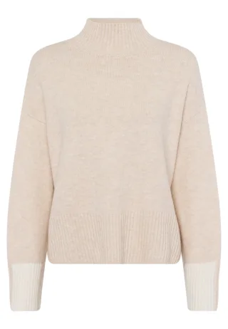 Marc Aurel - Pullover mit Kontrast-Intarsien light sand creme melange - Gr. - 44
