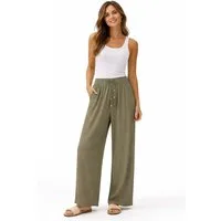 Eight2Nine Chinos Damen Luftige Sommerhose Freizeit Weit geschnitten Stoffhose Musselin