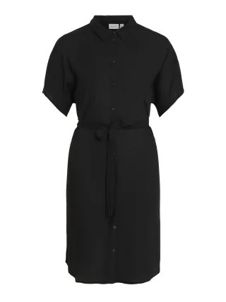 VILA - VIPRICIL S/S KNEE SHIRT DRESS black - Gr. - 40