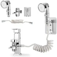 feinlux Handbrause Duschkopf mit Schlauch und Ständer, (Packung, Duschkopf-Set mit Schlauch und Halterung(4 Set), Waschbeckenbrause für Haarwäsche oder Reinigung Waschbecken und Bidet