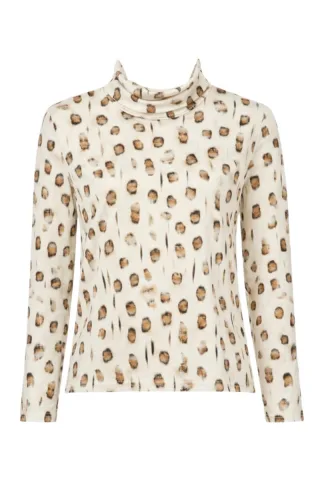 signe nature - Gemustertes Langarmshirt beige/braun - Gr. - 36