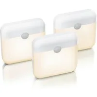 Brandson LED Nachtlicht 3x Schranklicht mit Bewegungsmelder, 2 Lichtfarben, Akku, Sensor, Bewegungsmelder (PIR), Lichtsensor, Dimmfunktion, Dauerlicht (30 Min), Auto-Modus, Auto-Off (15 s), LED fest integriert, Warmweiß, Kaltweiß, 500 mAh, 60 lm, 7,8