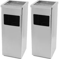 JEOBEST Mülleimer 48L Standaschenbecher Aschenbecher mit Mülleimer, (2-St, Eckig) Edelstahl, Abfalleimer mit Inneneimer