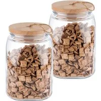APS Vorratsglas Woody, Glas, (Set, 2-tlg), inkl. Holzdeckel, 2,5 Liter