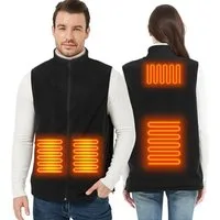 Vivitar Funktionsweste Unisex-Heizweste aus Polar Fleece mit 4 Heizzonen OHNE Powerbank (für Outdoor, Arbeit, Wandern, Skifahren und Winter, ärmellos mit Stehkragen, warme Thermoweste für Damen und Herren) USB-Heizweste mit 3 Heizstufen 45–65 °C, Car