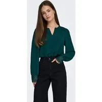ONLY Langarmbluse ONLCERENA METTE L/S LACE VNECK TOP WVN Kunstfaser, regular fit, V-Ausschnitt