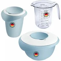 WESTMARK Rührschüssel Backset 3tlg., Rührschüssel 2,5 l + Quirltopf + Messkanne, blau, Kunststoff (PP,PE,SAN), (Set), Set, spülmaschinengeeignet