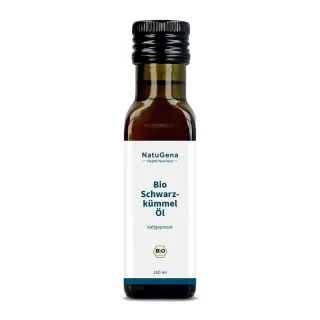 NatuGena Bio-Schwarzkümmelöl | 100 ml | schonend kaltgepresstes Öl in Bio-Qualität | vielseitig verwendbar | vegan | bio