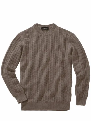 Mey & Edlich Herren Extrafeiner Merino-Pullover Braun 100 % Merinowolle