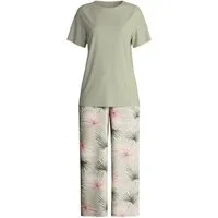 CALIDA Capri-Pyjama Leaf Dreams Damen (2 tlg) swiss+cotton Qualität, atmungsaktiv, hautfreundlich, pflegeleicht