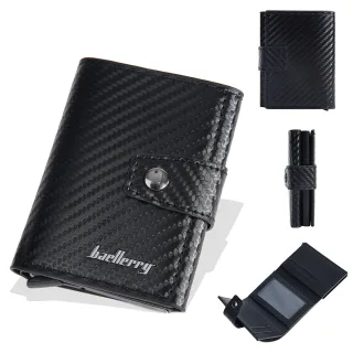 Men's RFID Blocking Trifold Auto Pοp-up Cards Holder Aluminum Box Men Buckle Coin Purse Money Clip