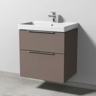 Sanipa 3way Waschtischunterbau zu Villeroy & Boch Avento Waschtisch mit 2 Auszügen, Taupe-Matt UP6211T