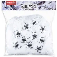 feiermeier Dekoobjekt Halloween Dekoration '100g Spinnweben und 10 Spinn