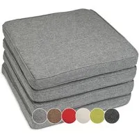 sunnypillow Stuhlkissen 4er Set Stuhlkissen wasserdicht UV-lichtecht BALI, 4er Set 40x40x5cm Grau