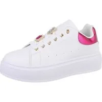 Ital-Design Damen Low-Top Freizeit Sneaker (86706288) Keilabsatz/Wedge Sneakers Low in Weiß