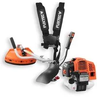 FUXTEC Benzin-Motorsense FX-MS162, 44 cm Arbeitsbreite Messer, 3.5PS 62ccm 32cm Schnittbreite Zweihandgriff Profi-Komfort-Tragegurt