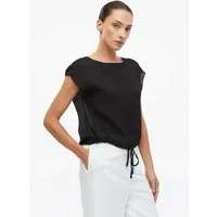 s.Oliver Blusentop Bluse Transparente Bluse mit überschnittenen Schultern und Bindeband