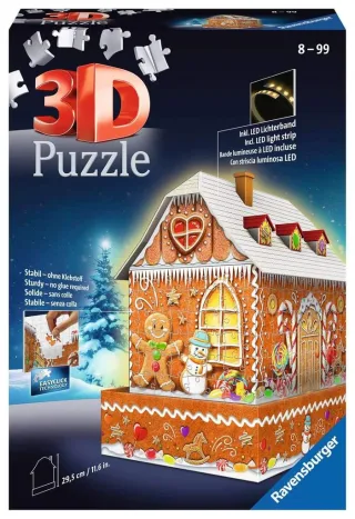 Ravensburger 11237 - 3D Puzzle: Lebkuchenhaus bei Nacht (257 Teile)