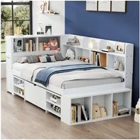STILVORA Jugendbett Kinderbett 140/90×200cm multifunktionales Schlafsofa Daybett (Jugendbett, Holzbett, Einzelbett, mit Lattenrost, ohne Matratze, 90*200cm), einfachen Montageschritten