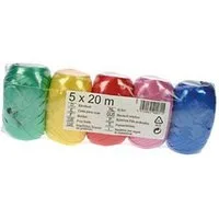 Deggelbam Geschenkband 5x Geschenkbänder mit je 20m // Geschenkband bunt, Grün, Gelb, Rot, Pink, Blau, Weis - Farben nicht wählbar