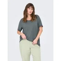 ONLY CARMAKOMA Kurzarmshirt CARMOSTER S/S FOLD UP TOP JRS NOOS Materialmix, regular fit