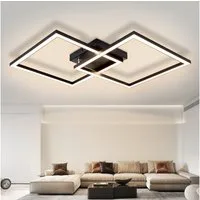 ZMH LED Deckenleuchte Wohnzimmer Modern 2 Flammig 24W Deckenlampe Küche - Warmweiß, Augenschutz, LED fest integriert, Warmweiß, PC-Quadratrahme, 2 Leuchtelement, ein Leuchtelement schwenkbar