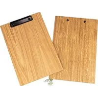 Holz Frank Schreibmappe Eiche Klemmbrett DIN A4 geölt - FSC® - mit Briefklemme Schwarz