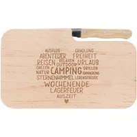 Spruchreif® Brotschneidebrett Brotzeitbrett mit Gravur · Holzbrett mit Messer · Outdoor Geschenke