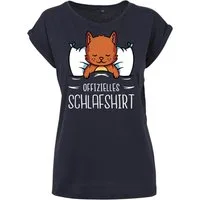 Youth Designz Print-Shirt "Katze Schlafshirt" Damen T-Shirt Statement Geschenk Frauen Motiv mit stylischen lustigen Frontprint für Frauen