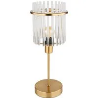 GLOBO LIGHTING Tischleuchte GORLEY, 1-flammig, Goldgelb matt, Metall, H 37,5cm, ohne Leuchtmittel, Rauchglasstäben in grau