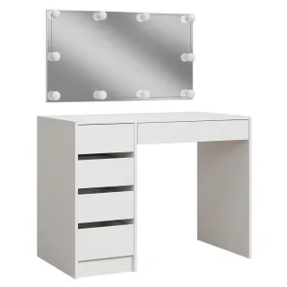 Vicco Schminktisch, Weiß, Holzwerkstoff, 5 Fächer, 5 Schubladen, Rechteckig,Rechteckig, 100x75.5x50 cm, Schlafzimmer, Schminktische