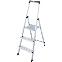 KRAUSE Stehleiter Solidy, Aluminium, 1x3 Stufen, Arbeitshöhe ca. 262 cm