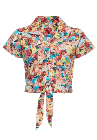 Queen Kerosin Damen Hawaiibluse Beaches