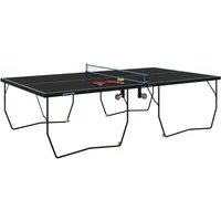 MC Star Tischtennisplatte Outdoor, Klappbar Tischtennistsich mit Netz, Rollen (2 Tischtennisschlägern und 3 Bällen, Stahl, Schwarz, 274 x 152,5 x 76 cm)