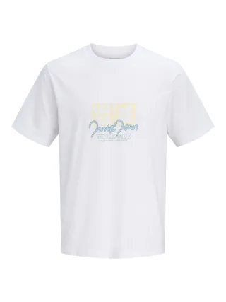 JACK&JONES - JORRIVIERA FRONT TEE SS CREW NECK FST Bright White - Gr. - XL
