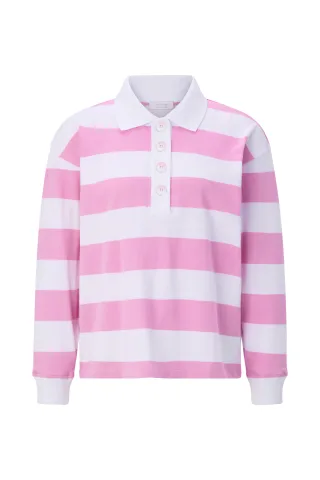 Rich & Royal - Striped Polo Sweater soft orchid - Gr. - L