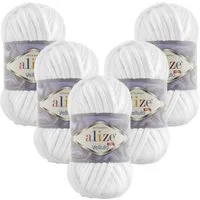 Alize 5 x ALIZE Velluto Häkelwolle, 68 m, Chenillegarn,Kuschelweich für Babydecken, Amigurumi,Samtwolle