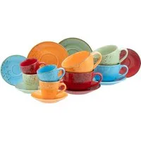 CreaTable Tasse Nature Collection, Tassen-Set 16-tlg., 16-tlg., Steinzeug, Naturverbundenes Design, Einzigartige Oberfläche