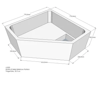Neuesbad Wannenträger für Bette Caro 80x80x15 Fünfeck SD22005