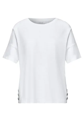 Street One - T-Shirt mit Rundhals und Knöpfen weiß - Gr. - 40