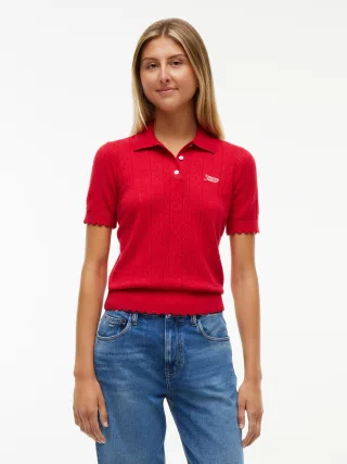 Tommy Jeans (PVH Group) - TJW POINTELLE POLO SWEATER Amaryllis Red - Gr. - M
