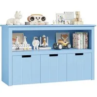 Homfa Kinderregal, Spielzeugtruhe Bücherregal 3 Schubladen mit Rollen 102 x 33 x 61,5cm