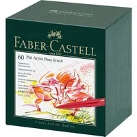 Faber-Castell Zeichentusche Pitt Artist Pen Brush 60er Atelierbox, Pinselstifte Set, pigmentierte Zeichentusche