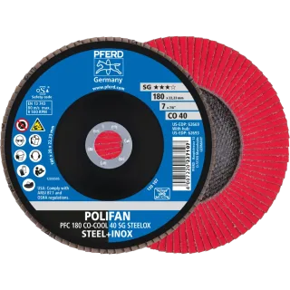 PFERD TOOLS POLIFAN Fächerscheibe PFC konisch CO-COOL SG STEELOX Stahl/Edelstahl - 67760485