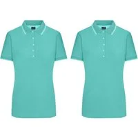 James & Nicholson Poloshirt Doppelpack Damen Polo in trendiger bicolor-Optik Ladies' Polo JN703 (Spar-Set, 2er-Pack) Hochwertiger, fein strukturierter Piqué