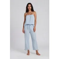 Mademoiselle Sommeil Pyjama Damen Musselin Schlafanzug aus 100 % Baumwolle (Set, 2 tlg) mit Spaghettiträger-Top & 7/8-Hose, leichte Sommer-Nachtwäsche