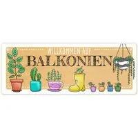 speecheese Metallschild Willkommen auf Balkonien Metallschild in gelb